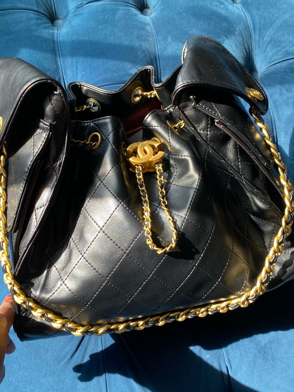 BLACK QUILTED CHAIN SHOULDER BAG - Picture 4 of 17